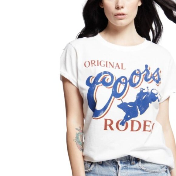 Odd People Womens T-Shirt Tee Original Coors Rodeo Graphic White L New - Picture 2 of 3